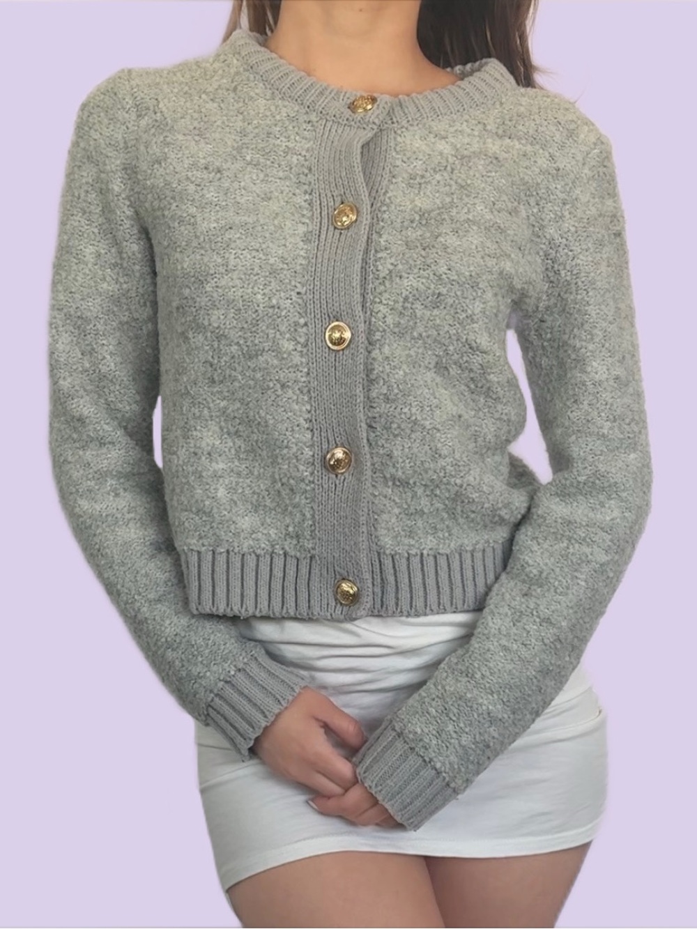 🐚 gap gray wool blend button up cardi